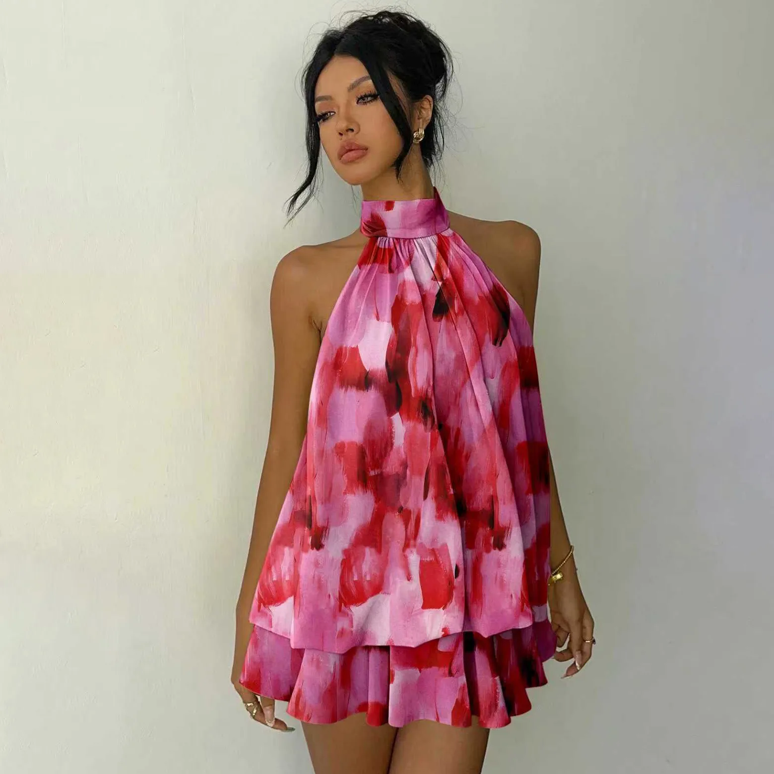 Backless Puffy Mesh Dress